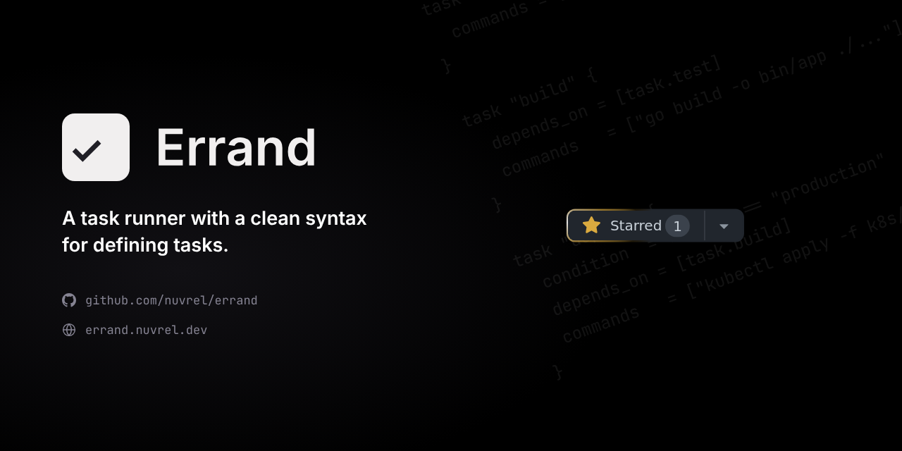 GitHub - nuvrel/errand: A task runner with a clean syntax for defining ...
