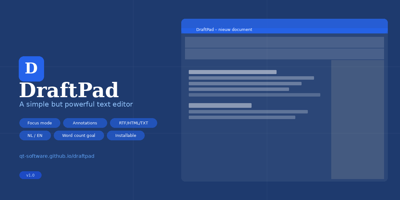 GitHub - QT-software/draftpad: A simple but powerful text editor with ...