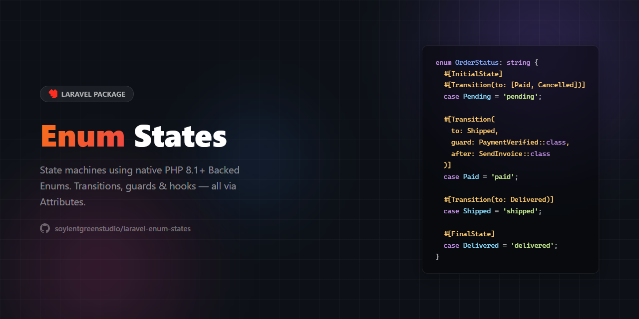 GitHub - soylentgreenstudio/laravel-enum-states: State machines for ...