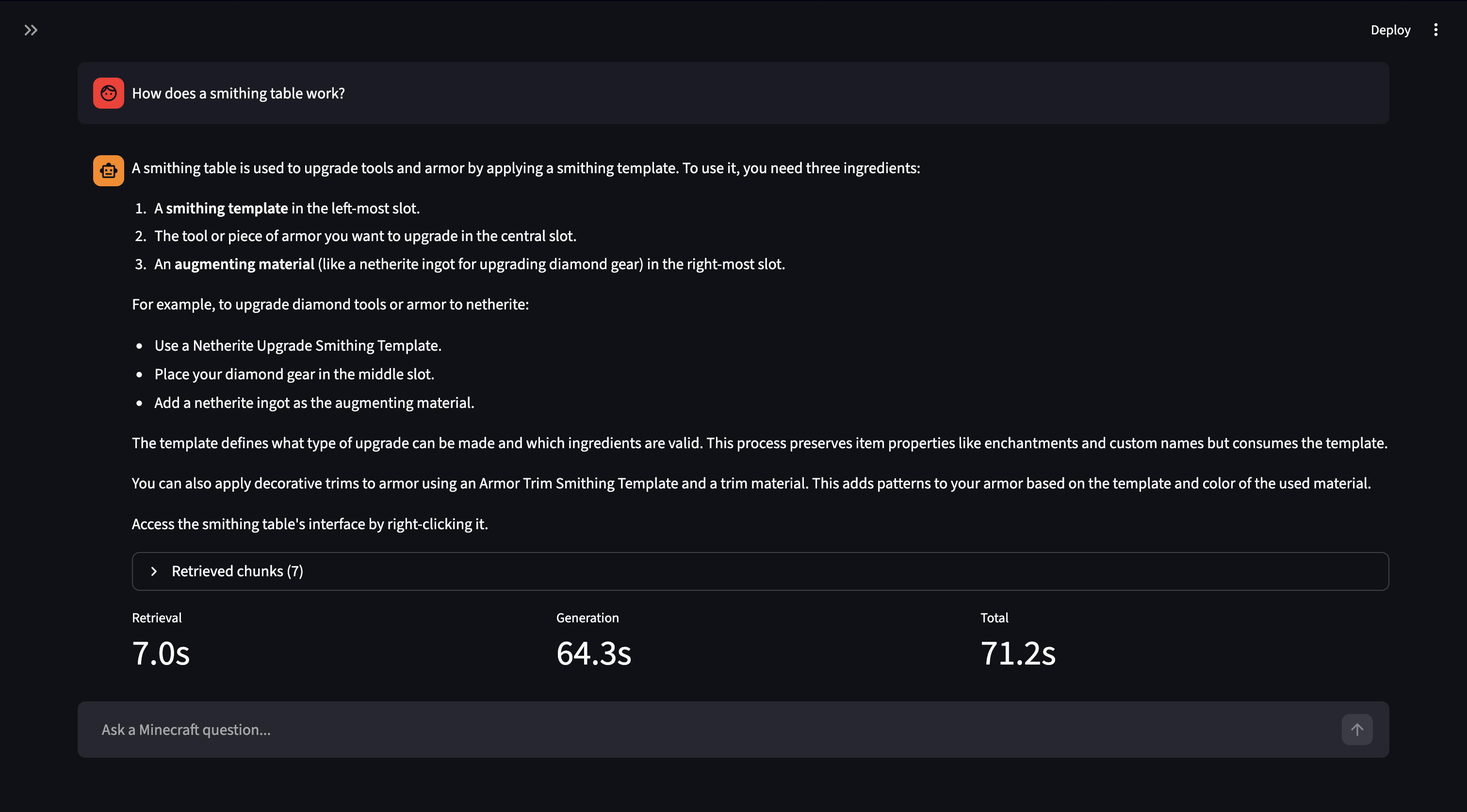 GitHub - elisaliman/mineRAG: RAG over the Minecraft Wiki. Scrape, chunk ...