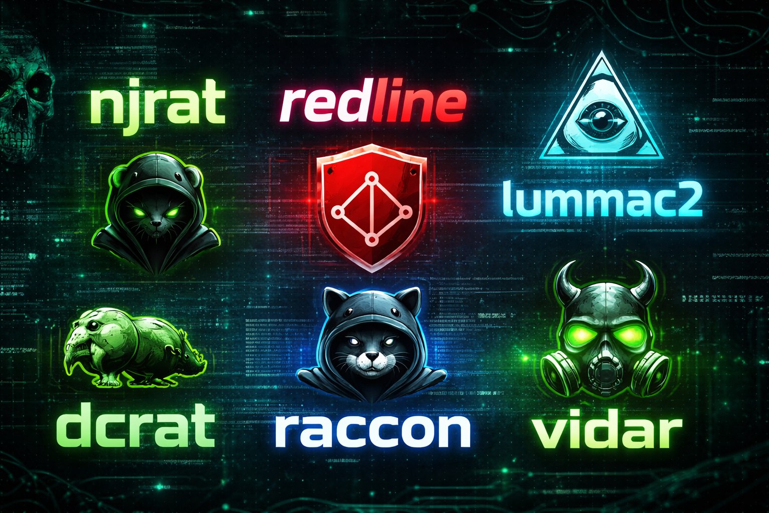 Redline-LummaC2-Vidar-NJRat-DCrat-Raccon-Panel