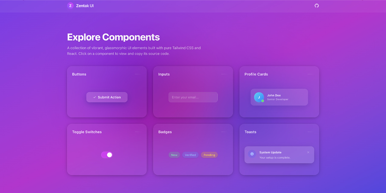 GitHub - akilakeshara/zentak-glass-ui: A modern, copy-paste ...