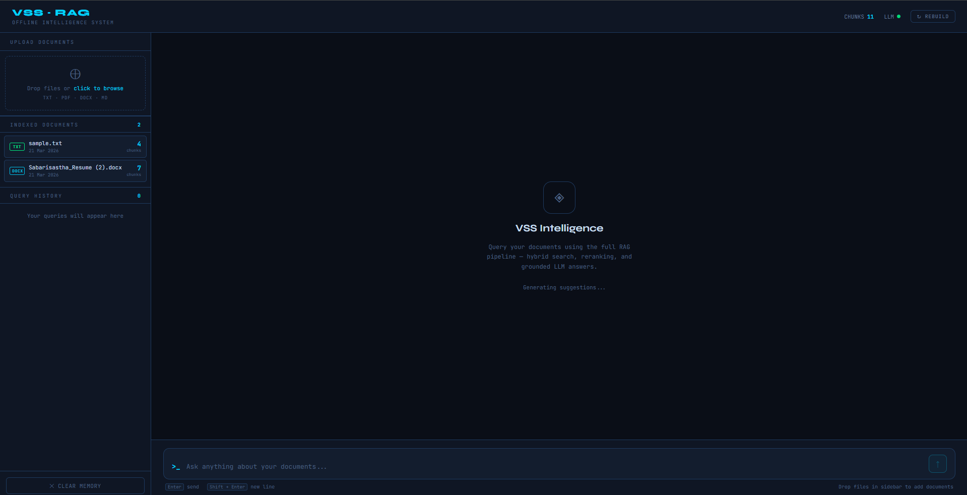 GitHub - sabarisastha/Offline-Intelligence-System: Offline RAG system ...