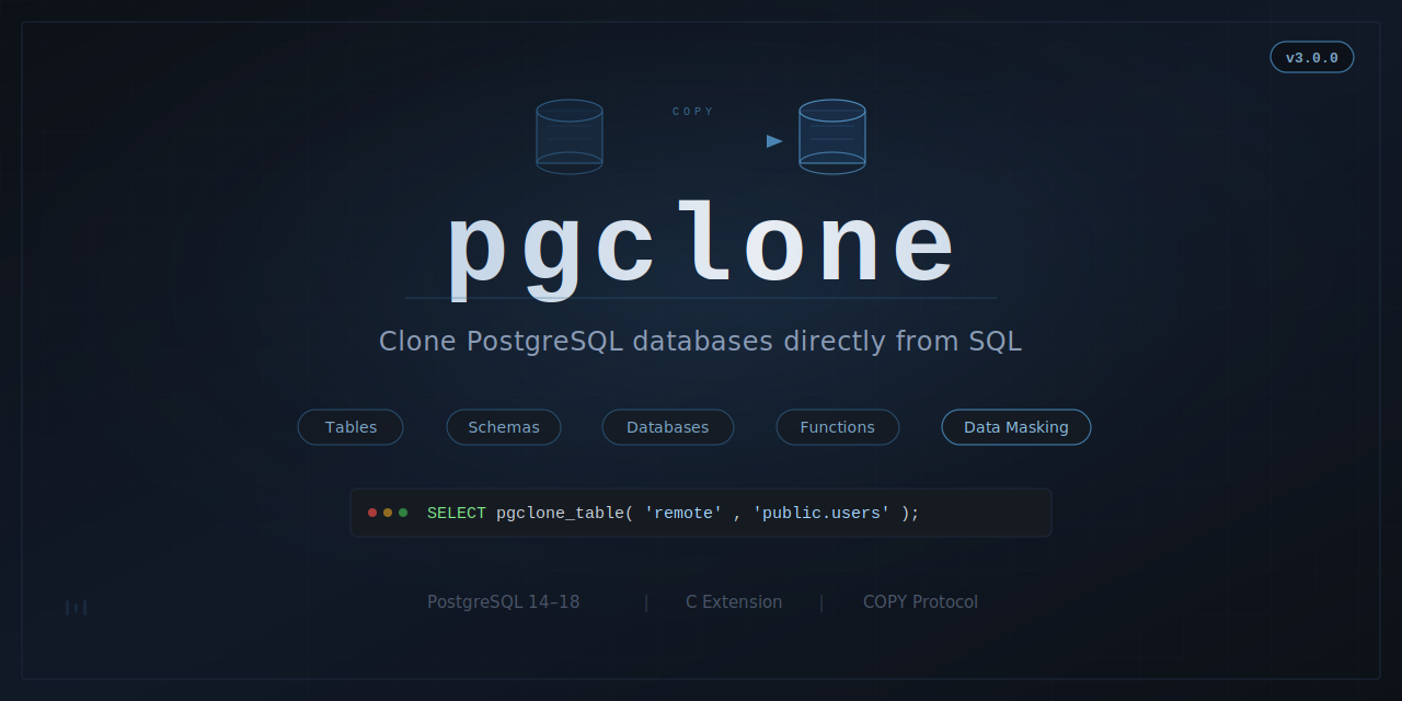 GitHub - valehdba/pgclone: A PostgreSQL extension for cloning, masking ...