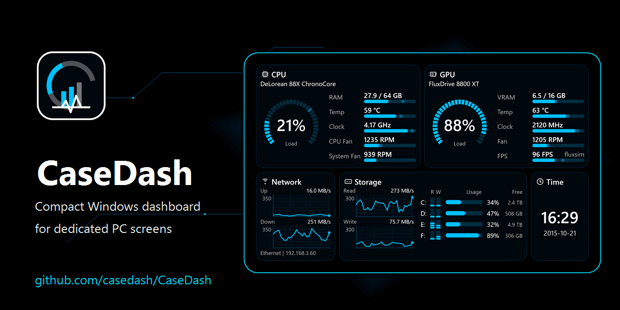 GitHub - casedash/CaseDash: Compact Windows dashboard for dedicated PC ...