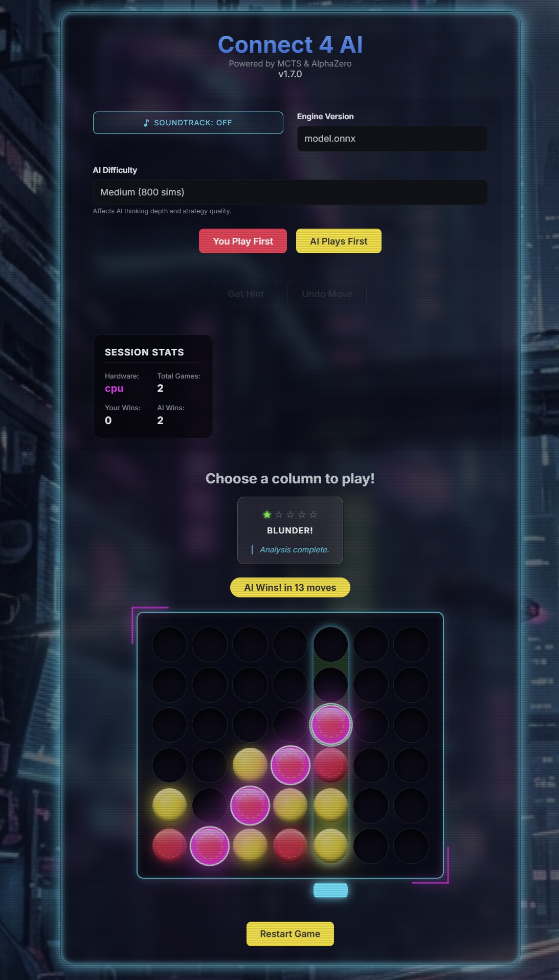 GitHub - kv244/MLTrain: AI trained Connect-4 · GitHub