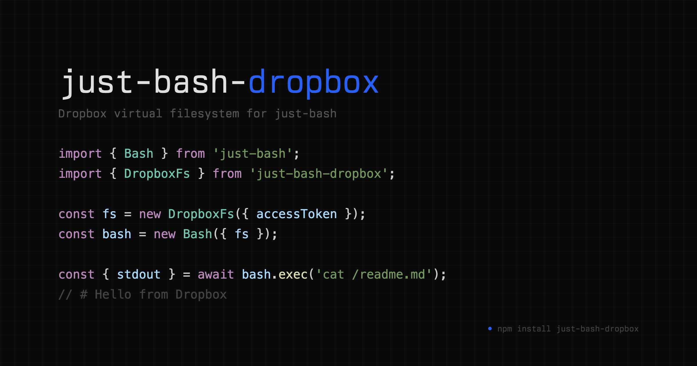 GitHub - manishrc/just-bash-dropbox: A Dropbox filesystem adapter for ...