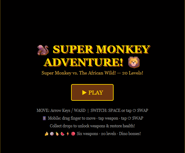 GitHub - dtnguyen09-png/Super-Monkey-Adventure-Game: Space Shooter Game ...