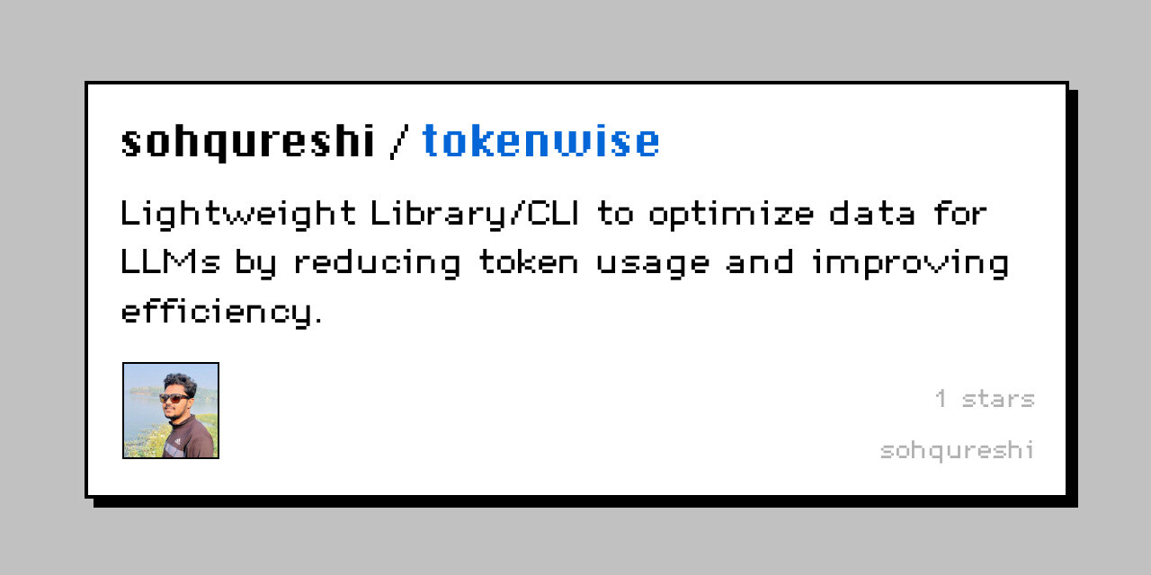 GitHub - sohqureshi/tokenwise: Lightweight Library/CLI to optimize data ...