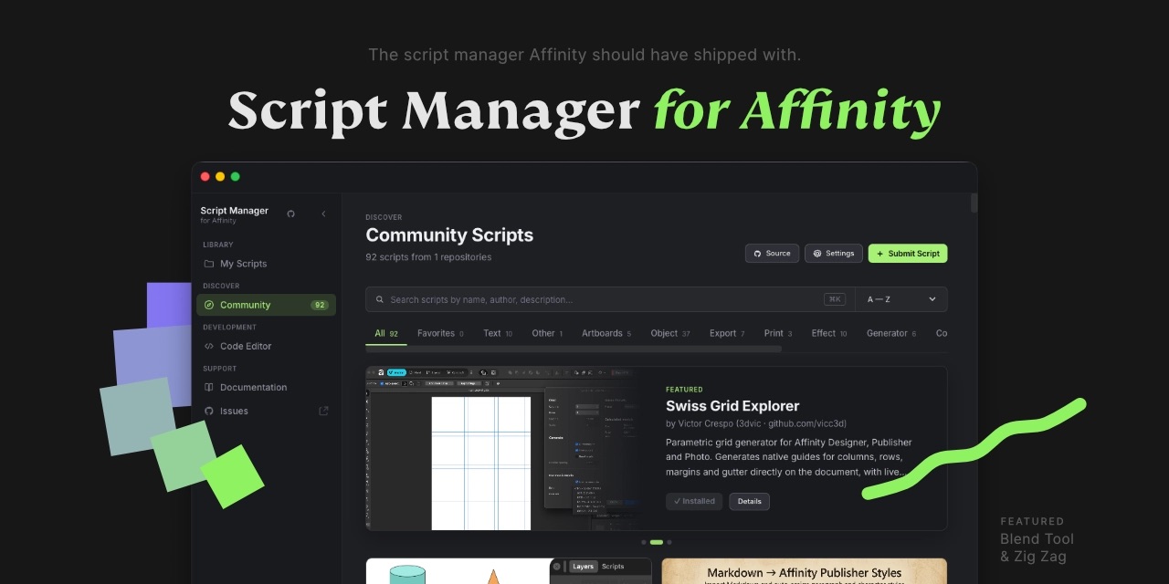 Affinity-script-manager