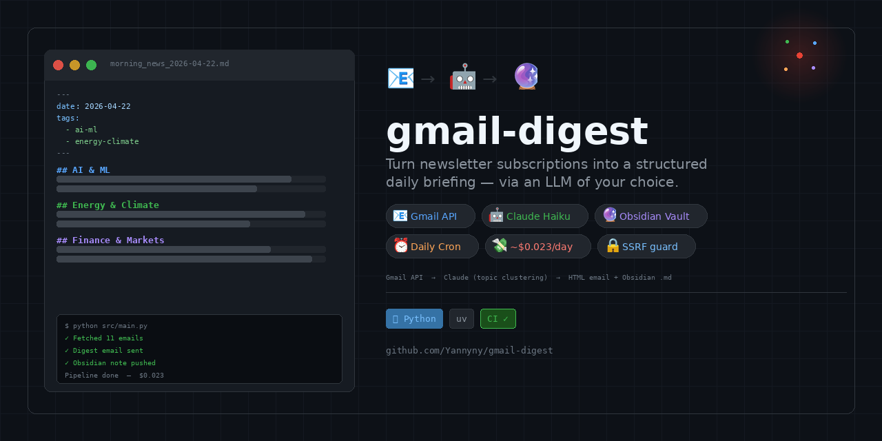 GitHub - Yannyny/gmail-digest: Turn your Gmail newsletter subscriptions ...