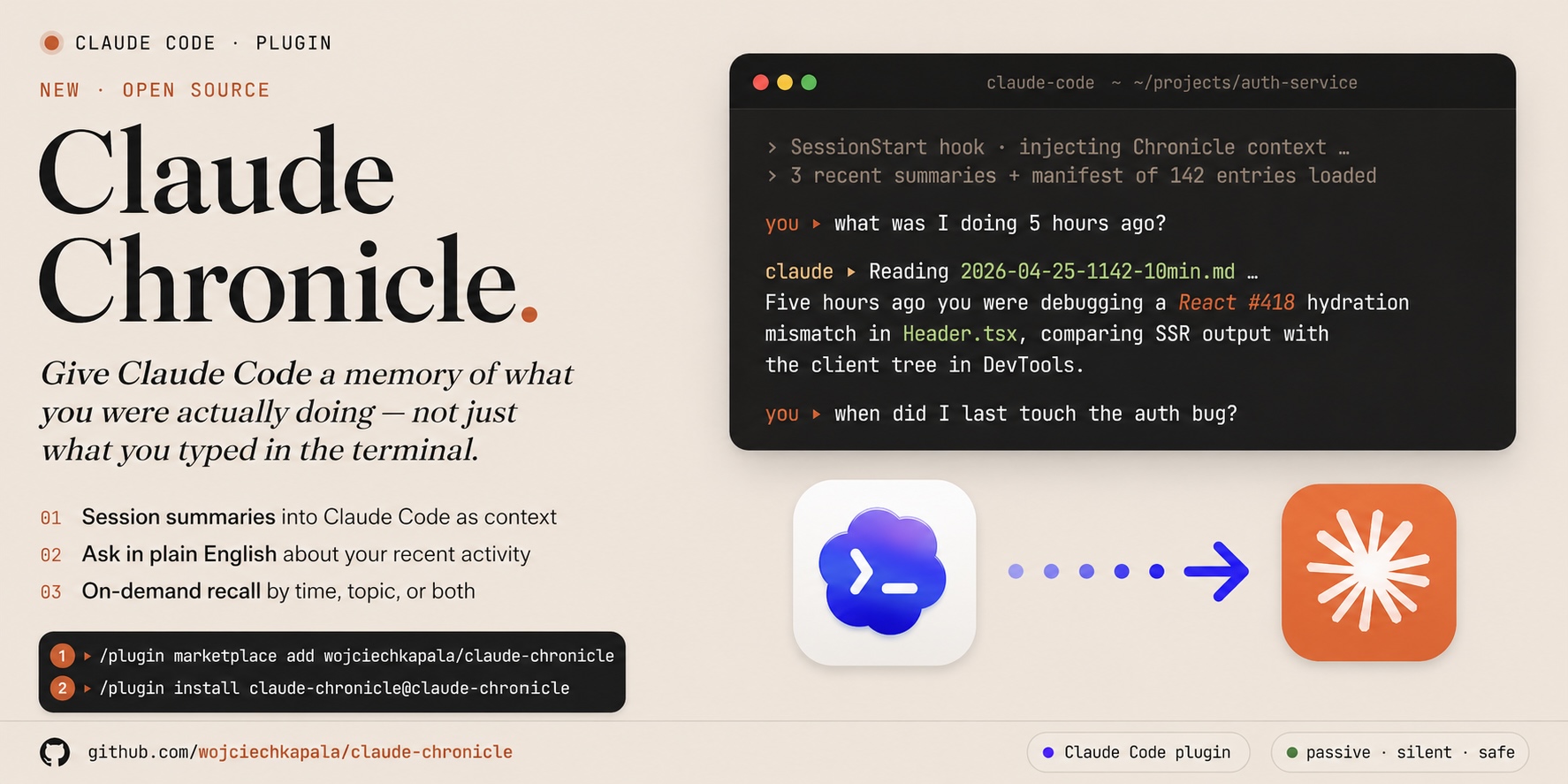 GitHub - wojciechkapala/claude-chronicle: Bridge Codex Chronicle ...
