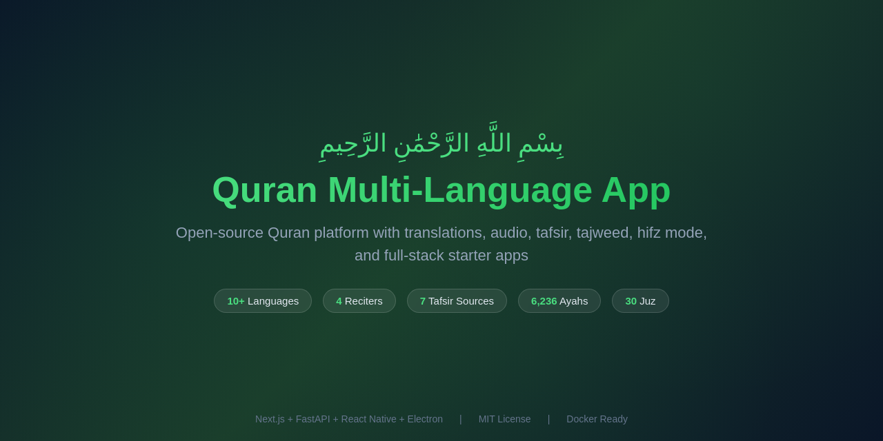 GitHub - zaidlh/quran-multi-lang-app: Open-source Quran platform — 10 ...