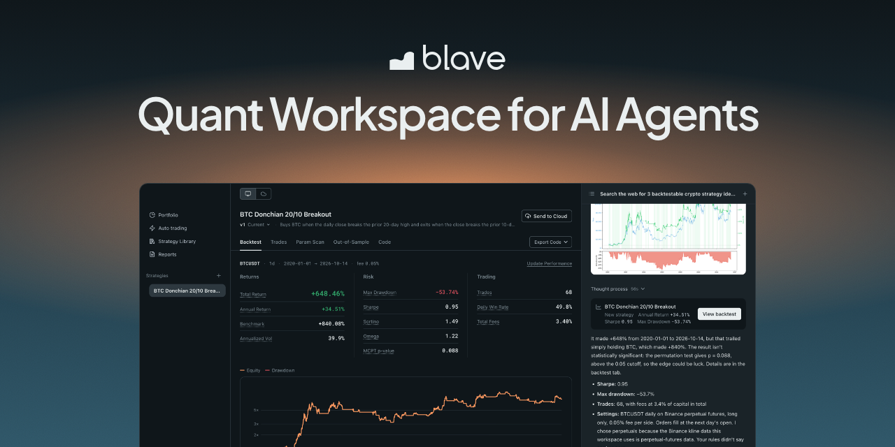 GitHub - Blave-TW/blave-agent: Quant infrastructure for AI agents — a free, open-source desktop workspace for macOS and Windows where your C