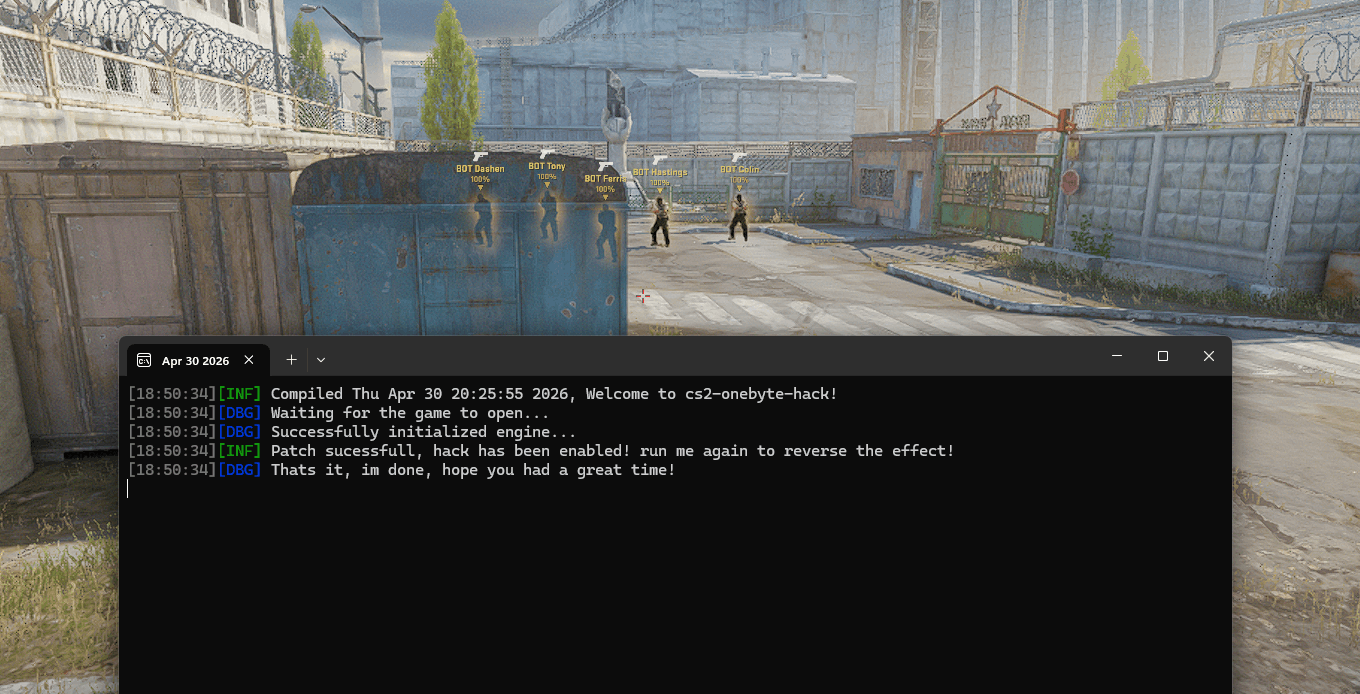 GitHub - IMXNOOBX/cs2-onebyte-hack: Simple onebyte hack, patching just ...