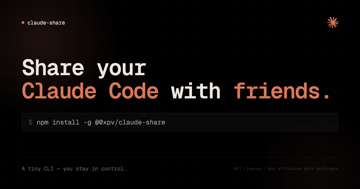 GitHub - prathamVaidya/claude-share: Securely share your Claude Code ...