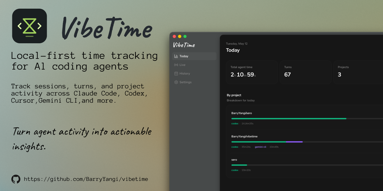 GitHub - BarryYangi/vibetime: Local-first time tracking for your coding ...