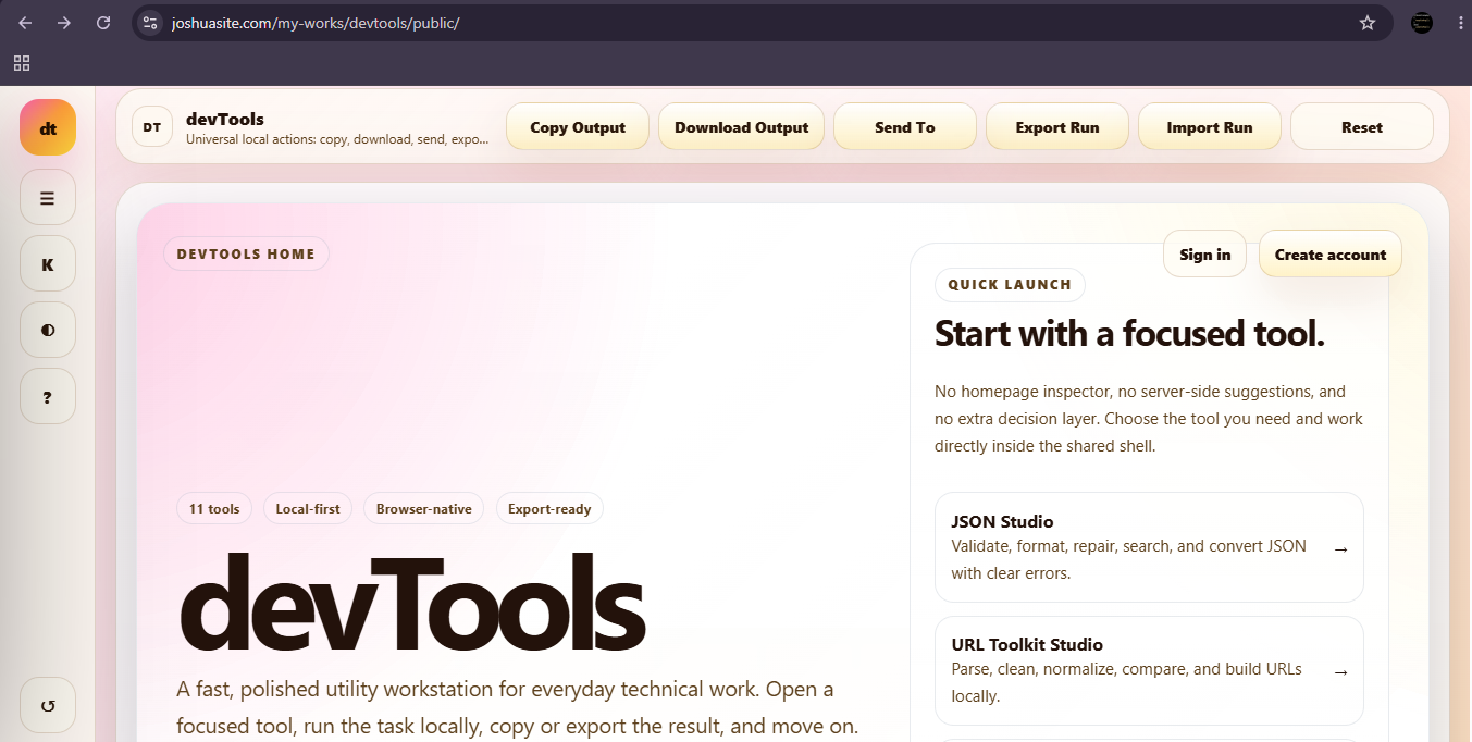 GitHub - retrobrime/devtools: Free local-first browser utilities for ...