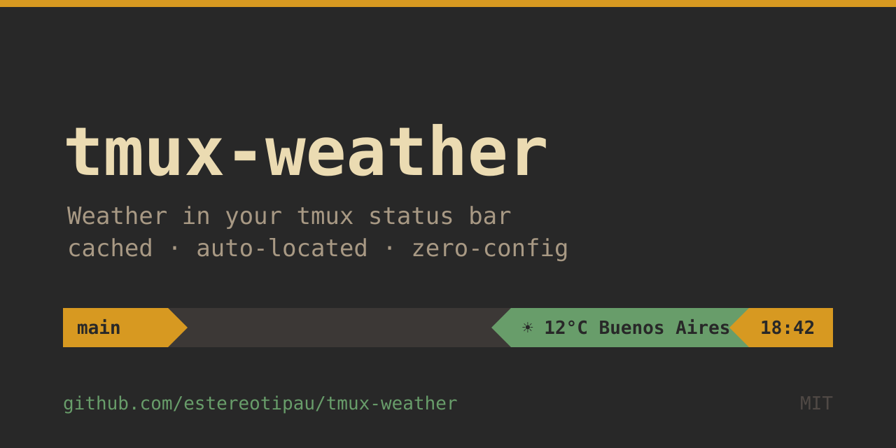 GitHub - estereotipau/tmux-weather: Weather in your tmux status bar ...