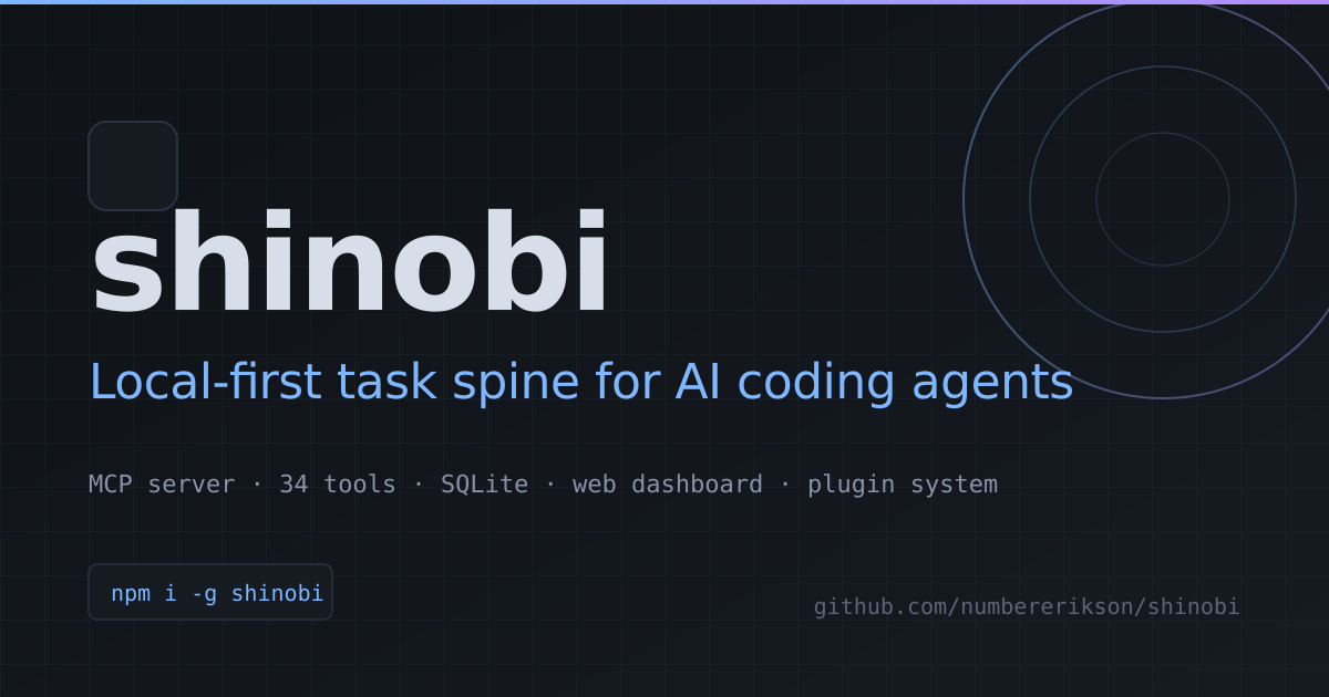 GitHub - numbererikson/shinobi: Local-first task spine + memory layer ...