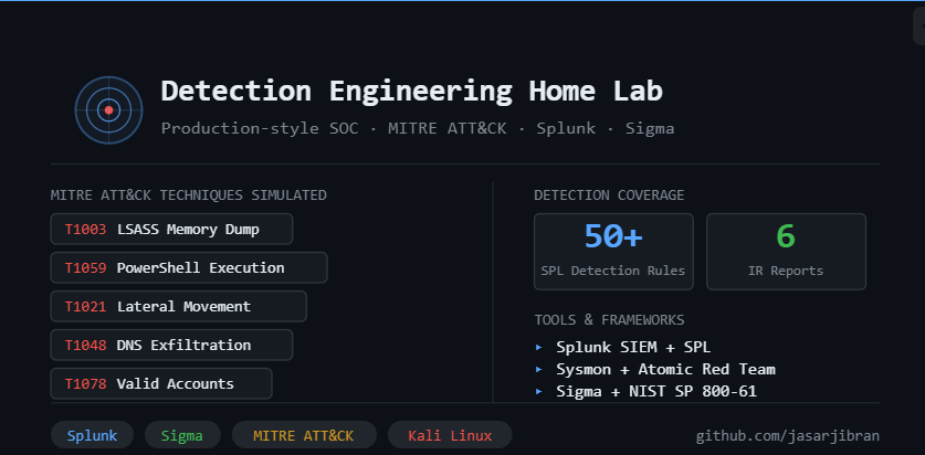 GitHub - jasarjibran/detection-engineering-home-lab: Production-style ...