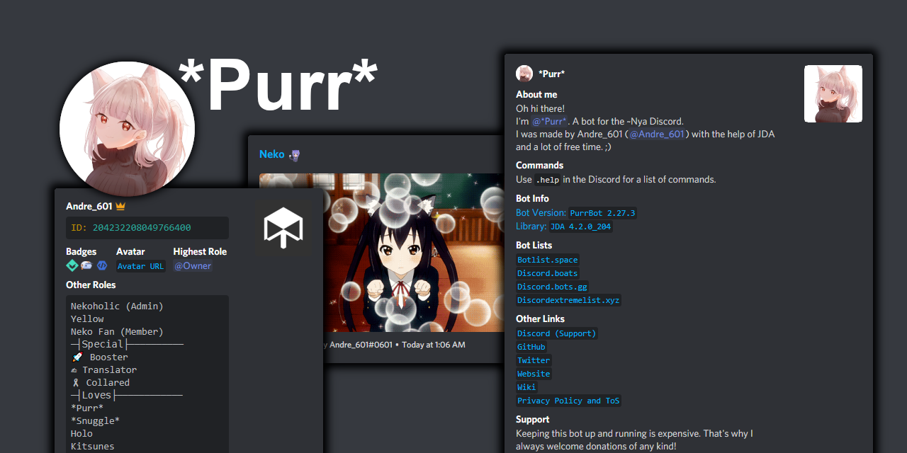 Purr bot discord команды