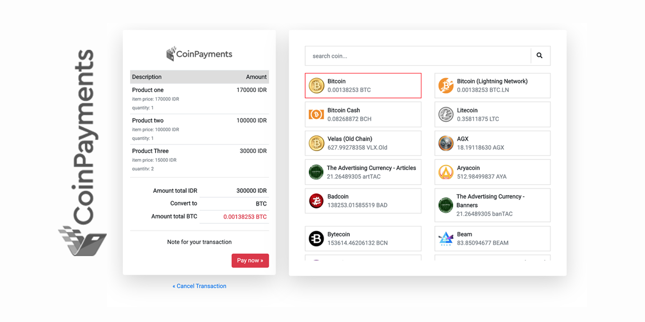 GitHub hexters CoinPayment Package to handle payment of