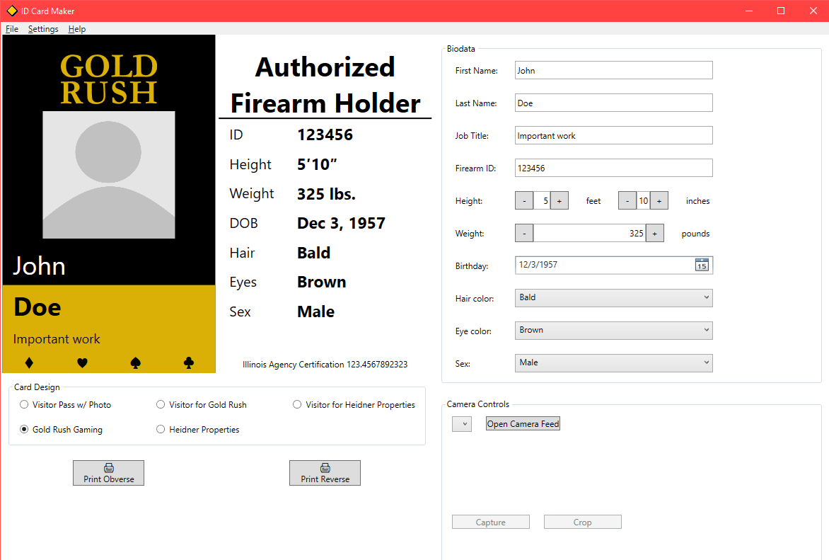 GitHub CombustibleLemon/IDCardMaker WPF tool to design ID card