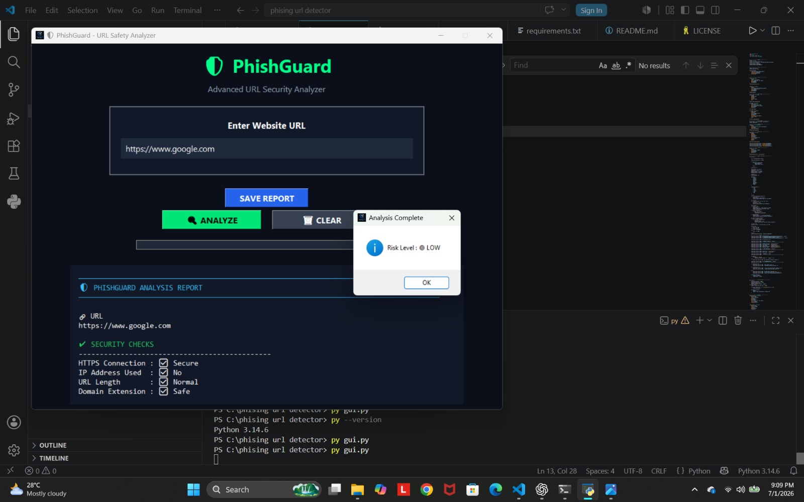 GitHub - dibyasa-sahoo/PhishGuard: A Python desktop application for ...