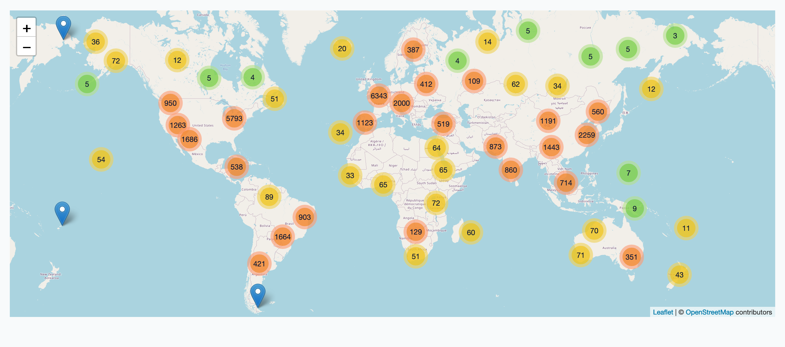 Screenshot of simonw/datasette-cluster-map