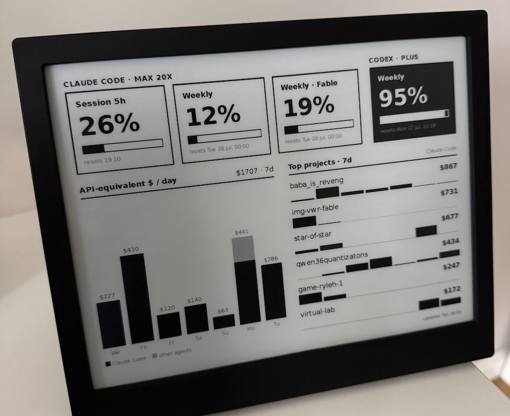 Show HN: Claude Code and Codex usage screen for TRMNL X e-ink