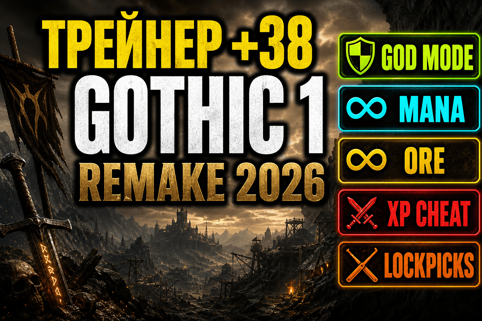 Gothic-1-Remake-Cheats-GodMode-InfiniteHP-Mana-XP-InfiniteOre