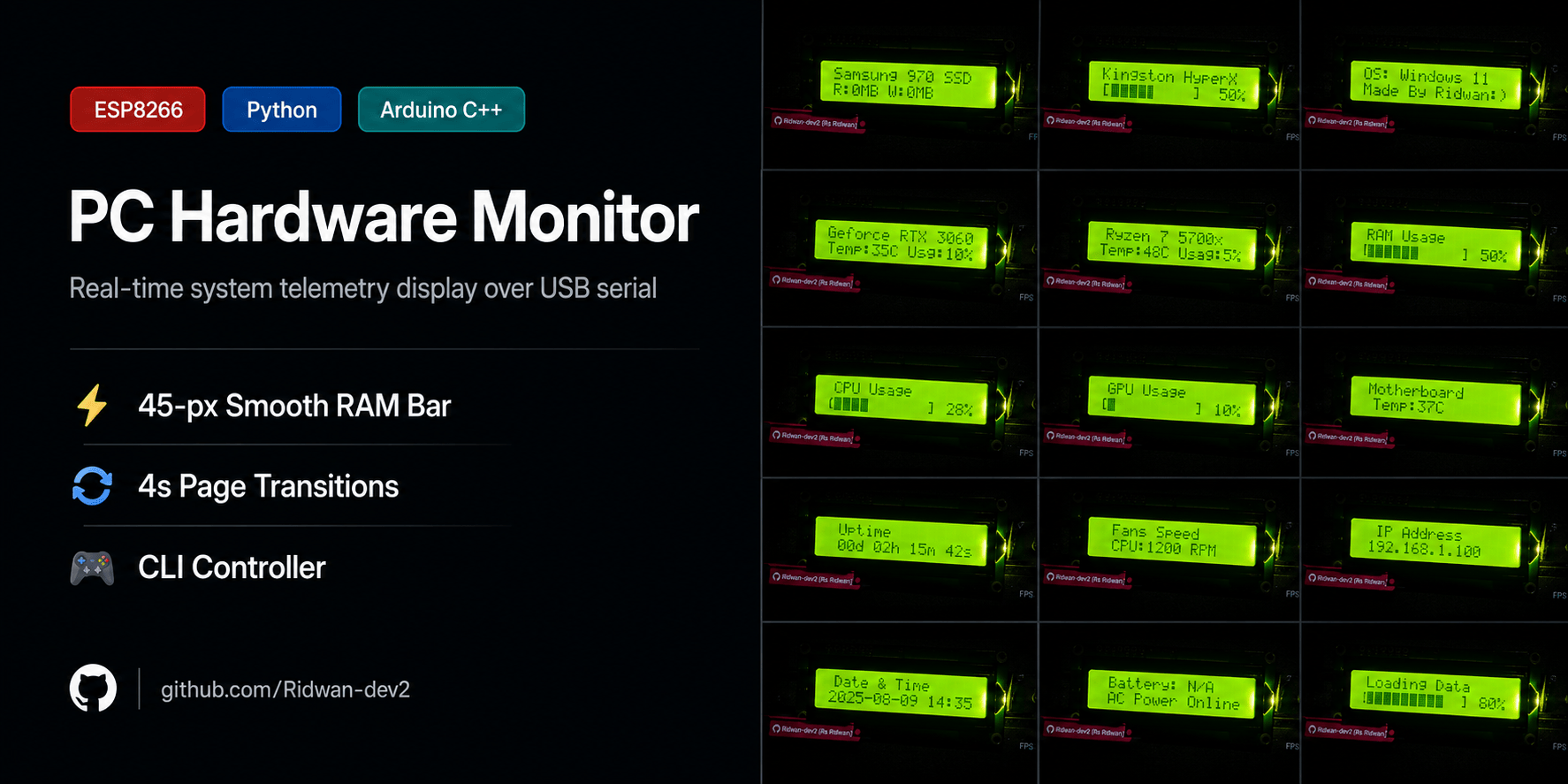 PC-Hardware-Monitor-ESP8266-16x2-I2C-LCD-