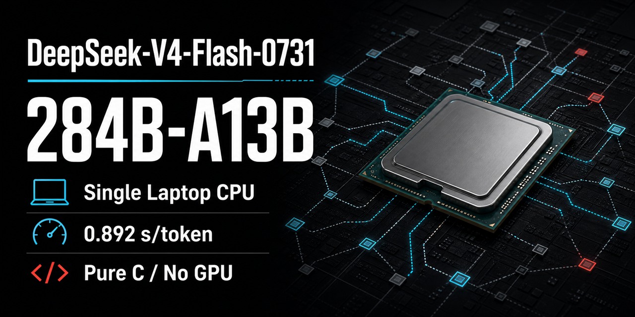 DeepSeek-V4-Flash-0731 in C — native inference on a laptop CPU