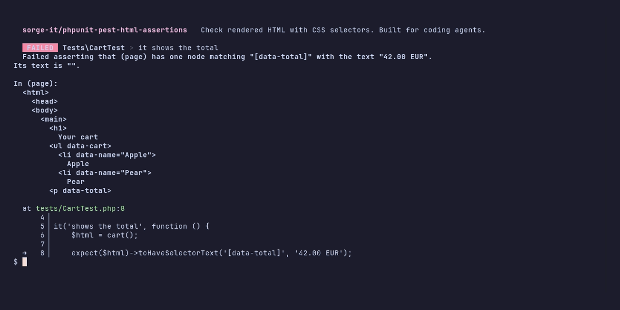 phpunit-pest-html-assertions