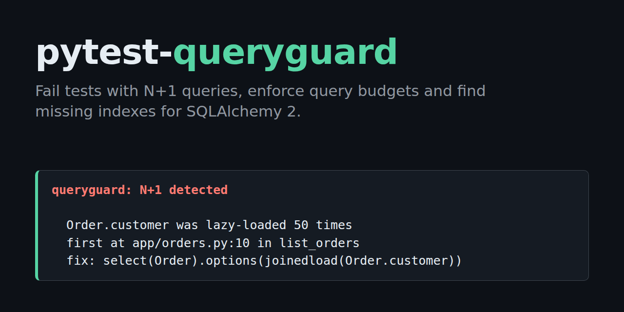 GitHub - MaciejZiel/pytest-queryguard: pytest plugin that catches N+1 ...