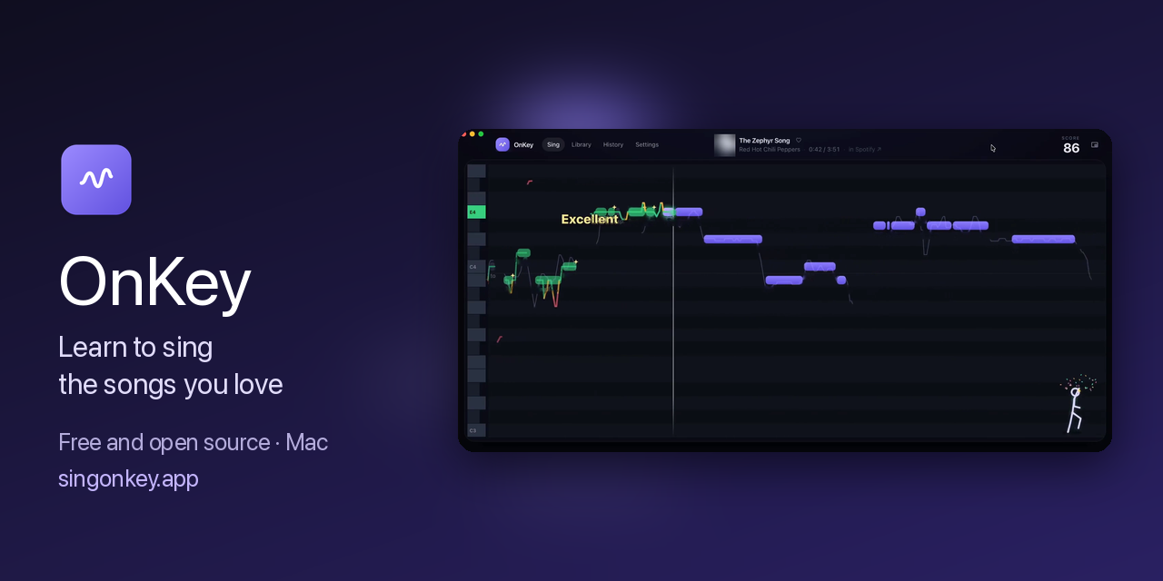 GitHub - dsmurrell/onkey: Learn to sing the songs you love. A free, open-source singing trainer for Mac that listens to the music you play.