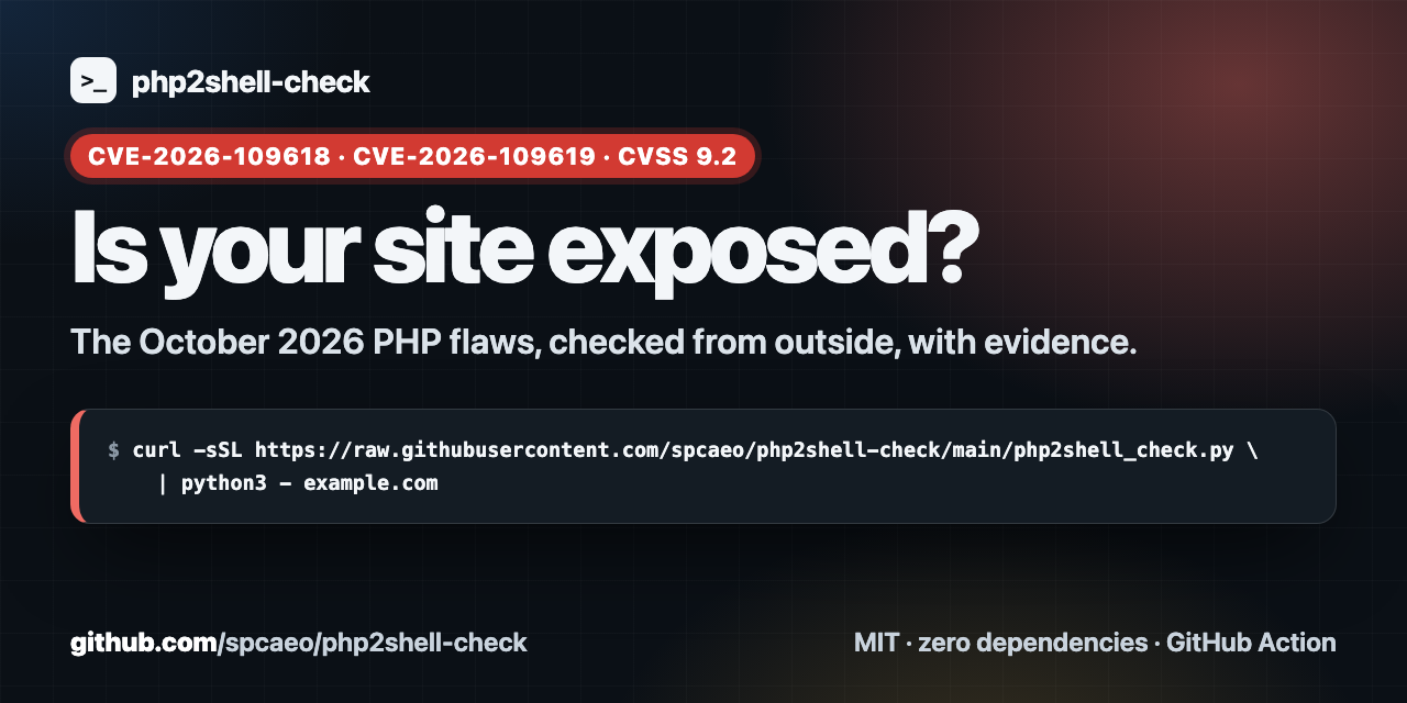 GitHub - spcaeo/php2shell-check: Is your site exposed to php2shell (CVE ...