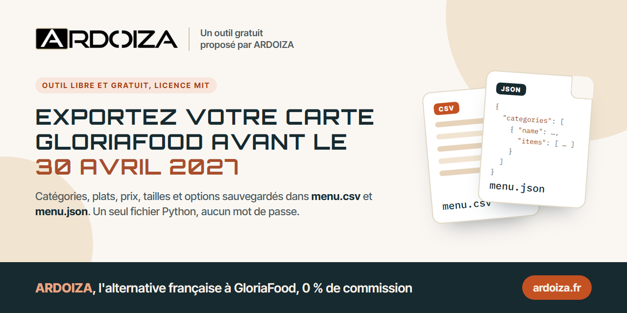 gloriafood-menu-export