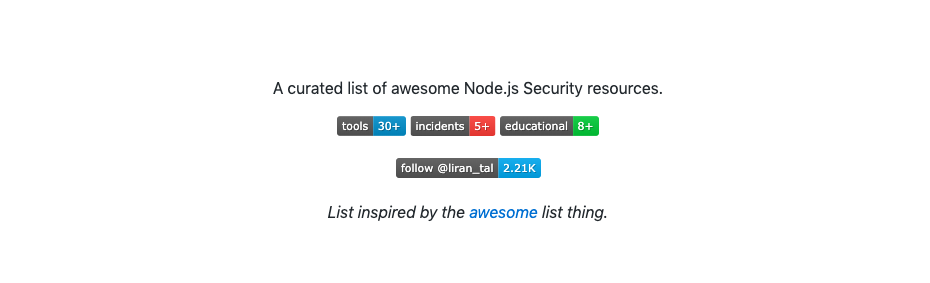 GitHub - lirantal/awesome-nodejs-security: Awesome  Security  resources