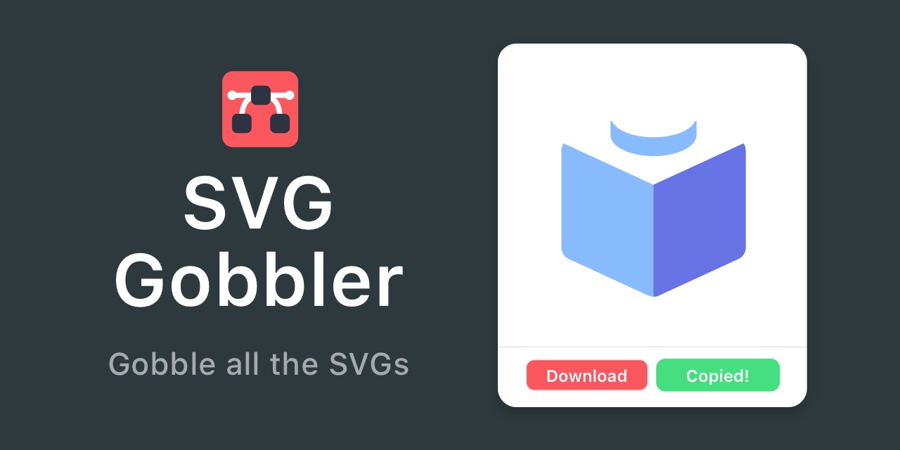 SVG Gobbler is a browser extension that finds the SVG content in your current tab and lets you optimize, download, copy, edit, or export. Before makin