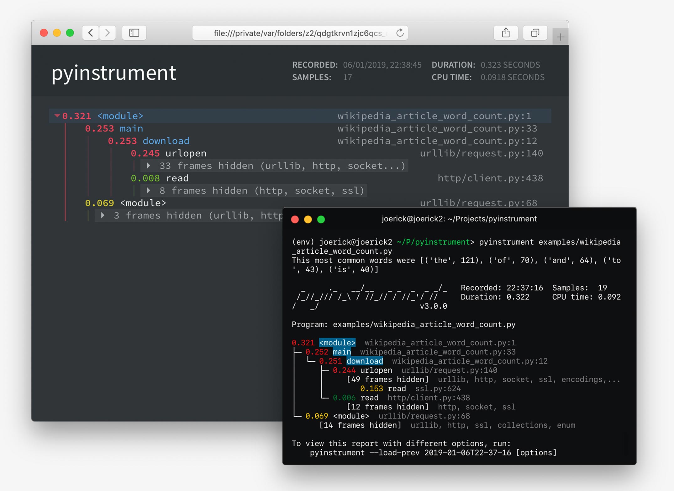 Thumbnail of GitHub - joerick/pyinstrument: 🚴Call stack profiler for Python. Shows you why your code is slow!