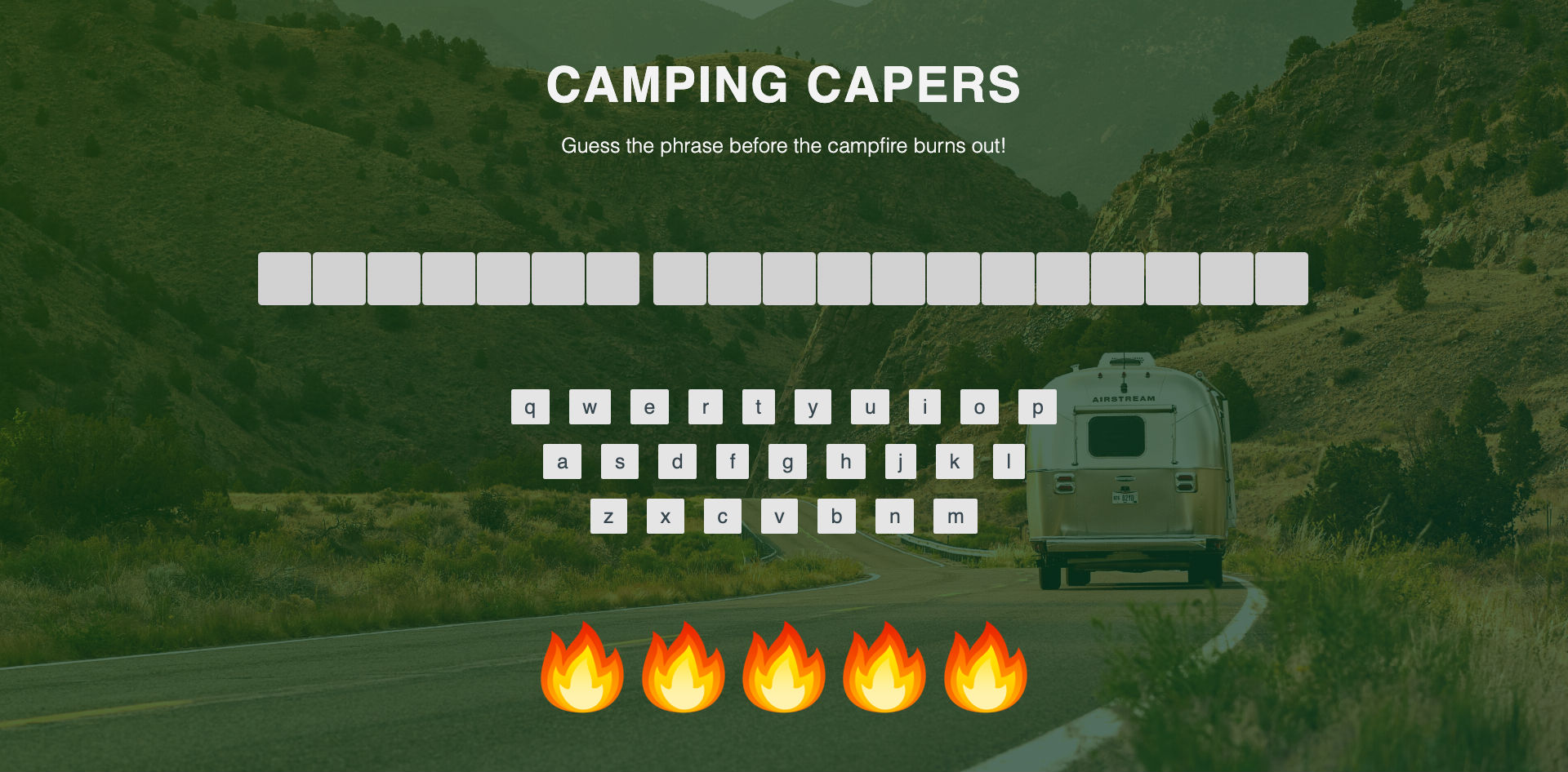 GitHub nicolepdotme/campingcapers Guess campingrelated phrases before the fire burns out