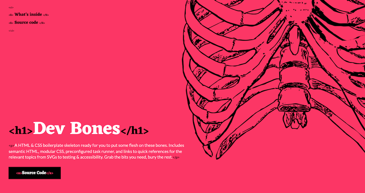 GitHub - SaysKez/dev-bones: Starter skeleton with HTML bones and CSS ...