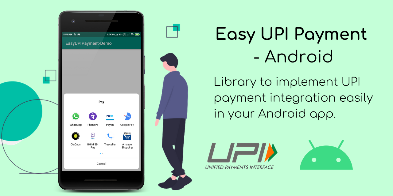 GitHub - PatilShreyas/EasyUpiPayment-Android: 📱Android Library to implement UPI Payment integration easily in Android App 💳💸