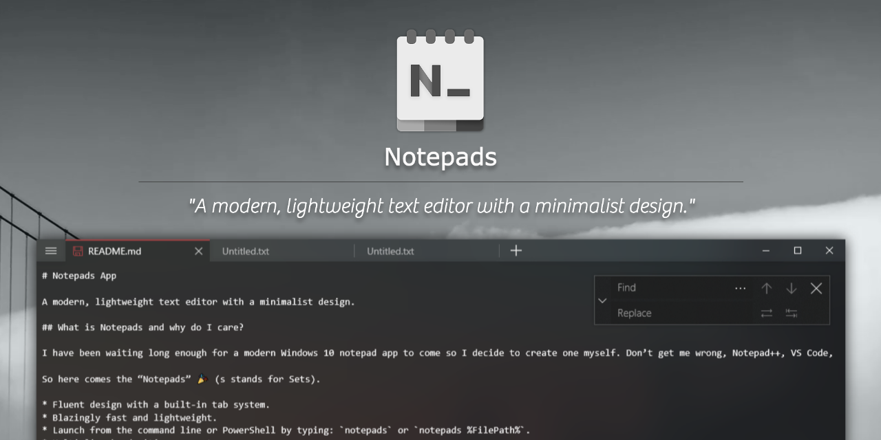 GitHub - JasonStein/Notepads: A modern, lightweight text editor with a