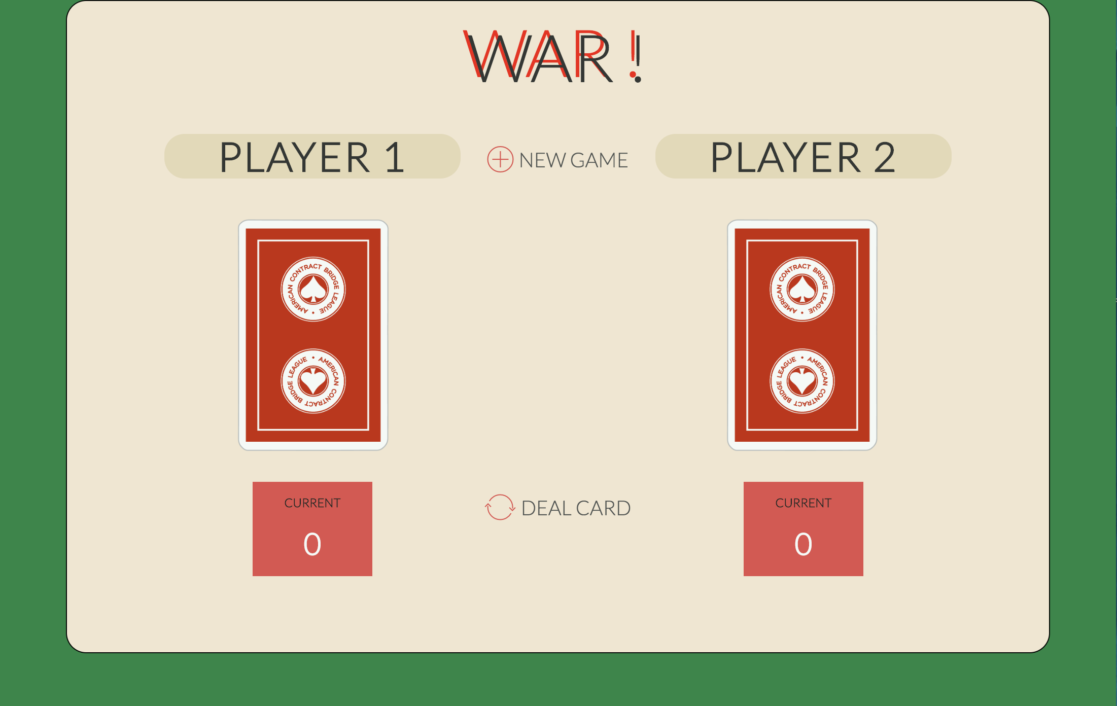 GitHub - DanielTisue/WAR: Casino version of the Card Game WAR!