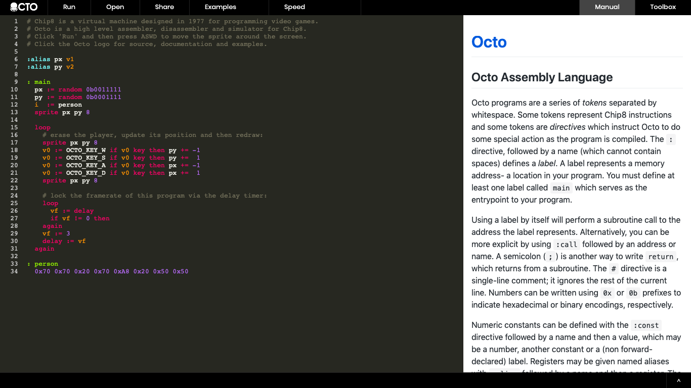 GitHub - JohnEarnest/Octo: A Chip8 IDE