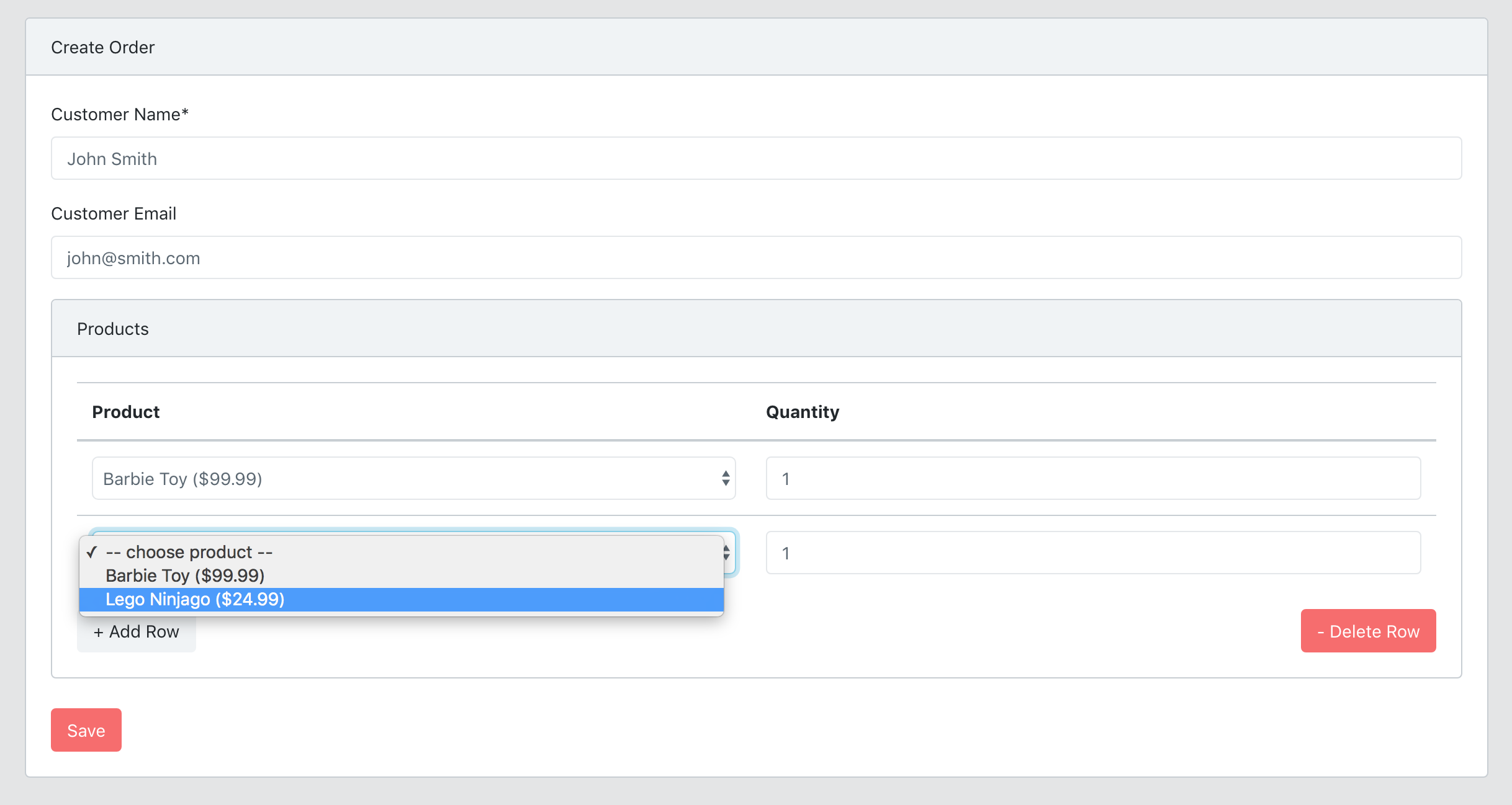 Creating forms. Laravel Dynamic form. VPS Sample detail form.