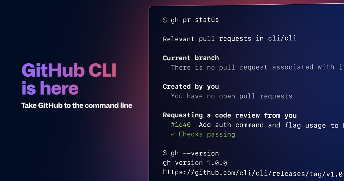 GitHub CLI (gh) was announced in early 2020 and provides a more seamless way to interact with your GitHub repositories from the command line. We also 